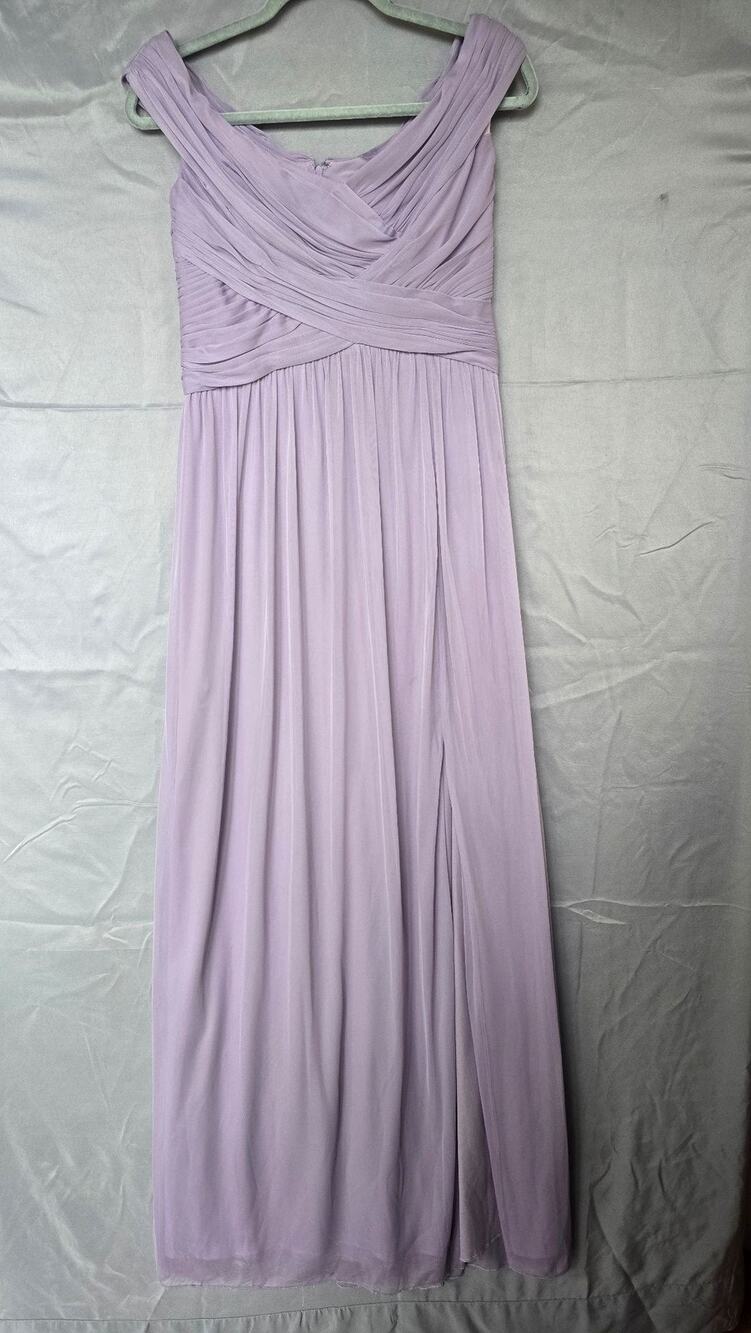 Celebrate DB Studio Dress Womens 6 Purple V Neck Ruched Chiffon Maxi Formal